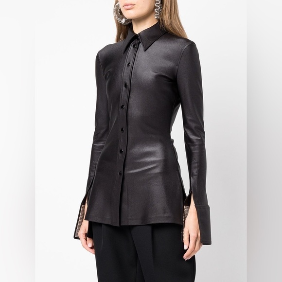 ALEXANDER WANG  crystal-embellished split-cuff shirt 1CC1221550-00. - Picture 6 of 16